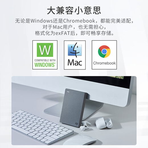 希捷（SEAGATE）移动硬盘1TB USB3.0 简系列2.5英寸 灰色 机械硬盘 便携大容量 笔记本电脑外接 外置办公 家庭存储