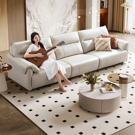 CHEERS Leather Art Sofa Living Room 2025 New Small Apartment Straight Piano Key Chivas Regal 3095 White Junior