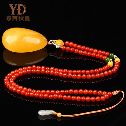 Italian beeswax pendant for men and women collectible necklace old material amber chicken oil xanthanite natural pendant for husband gift exquisite model 13-15g (with certificate)