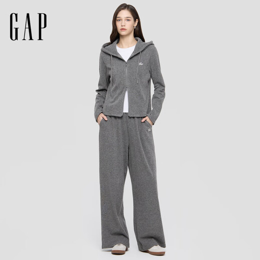 Gap Women's 2025 Autumn New Logo Embroidered Elastic Waist Casual Wide Leg Pants, Sweatshirts and Sports Pants 793826