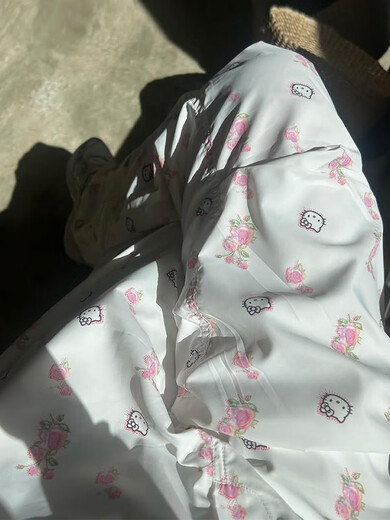 Authentic Korean Jennie Bae Zhuhyun same style open yy joint Kitty workwear wide-leg paratrooper casual trousers white kitty jennie Bae Zhuhyun same style S