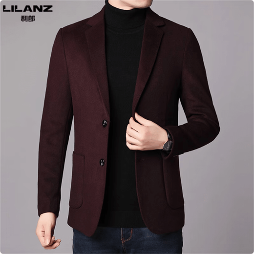 LILANZ Men's Wool Suit Men's 2025 Autumn and Winter Business Casual Woolen Coat Suit No-Iron Men's Jacket Black M 170