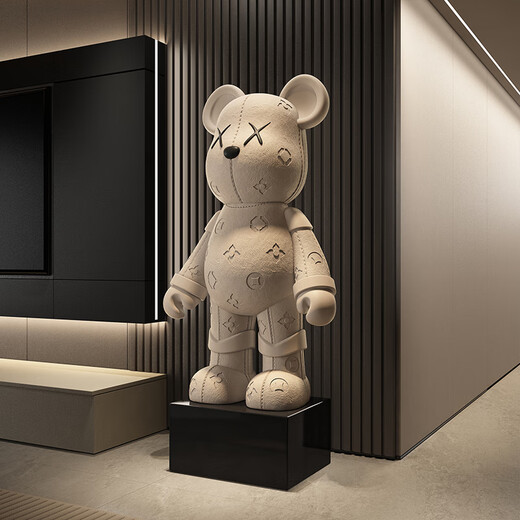 Dyed Spring Violent Bear Floor-standing Decoration Large Large Living Room TV Cabinet Decoration Light Luxury High-end Doll Housewarming Gift Medium Height 72cm Beige + Piggy Bank