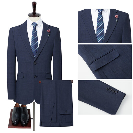 Chalides light luxury high-end wool suit for men 2025 autumn and winter new business casual two-piece suit for men 1105 gray two buttons without splits 46 165 yards recommended 100-119 Jin Jin equals 0.5 kg