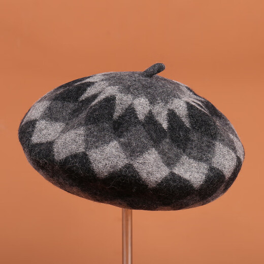Lee dprre autumn and winter woolen beret new fashion ladies British elegant temperament retro literary versatile painter hat navy + gray one size 55-58cm