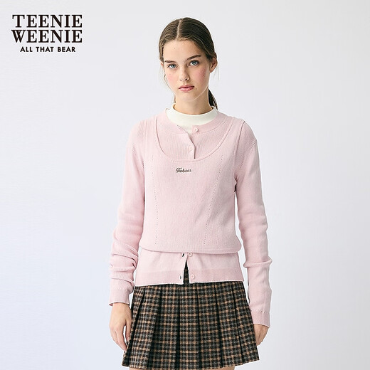 Teenie Weenie Bear Women's Autumn and Winter Fashionable and Comfortable Two-piece Sweater Knitted Bottoming Shirt Pink XL
