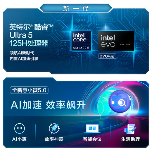 HP Star Book Pro14 Laptop 2025 Core Ai Neues Produkt Optionale nationale Subvention High-End-Metall-Business-Office-Studenten dünner und leichter Laptop Ultra5-125H 16G 1T 2,5K Silber 1 TB Hochgeschwindigkeits-Solid-State