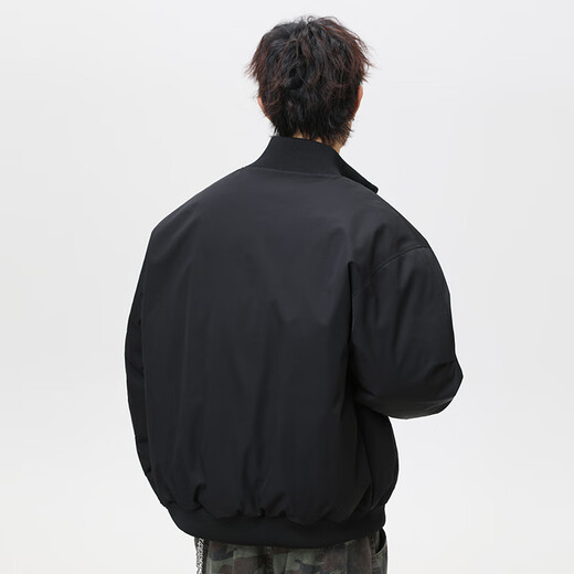 Wassup Sohot cotton jacket men's autumn and winter stand collar thickened warm flight jacket casual handsome down jacket black L