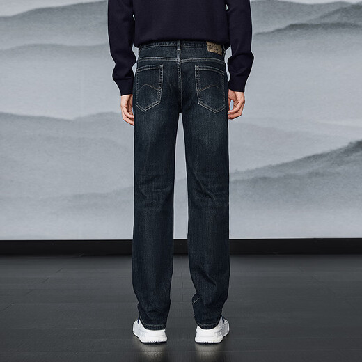 Hai Lan House (HLA) Jeans Men's High Series Brushed Straight Pants Men's Winter Blue Gray Cow Transition Color (Dark) 5G 32 175/82A Recommended 127~134Jin Jin equals 0.5 kg