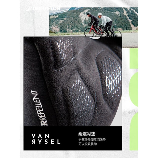 DECATHLON fishing warm gloves ROADR500 full-finger warm, shock-resistant, waterproof, neutral, water-repellent - Green XL