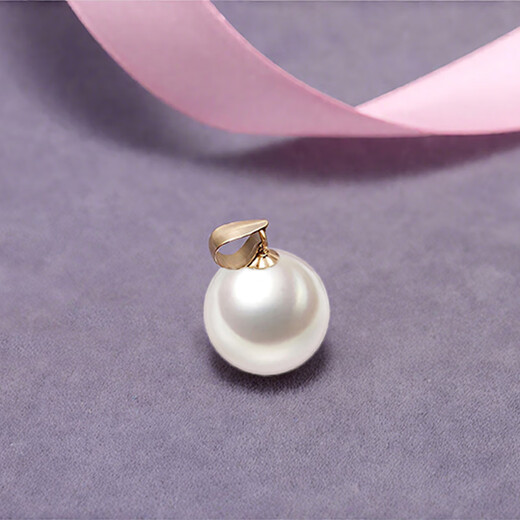 Pearl single pendant without chain 925 silver perfect round freshwater pearl pendant gift for wife, mother, best friend, 6.0-7.0mm pearl + yellow pendant holder