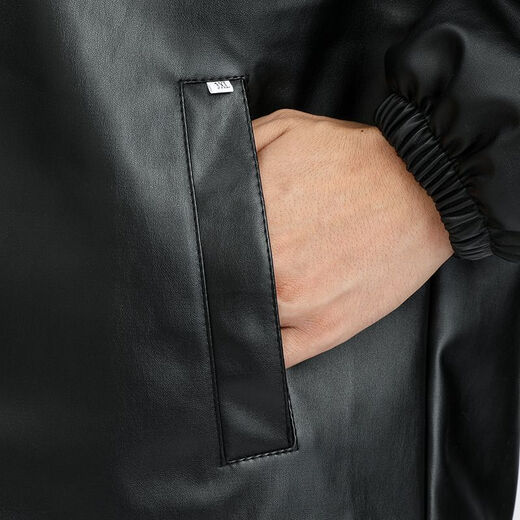 Zhiyunyan leather jacket and leather trousers suit plus velvet and thickening to keep warm, waterproof, oil-proof, windproof and cold-proof, take-out driver's labor insurance set 4XL 165-190Jin Jin equals 0.5 kg