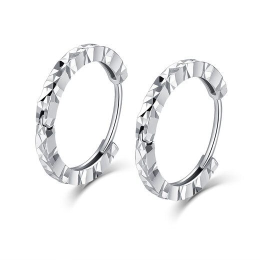 Wanfulong Platinum PT950 Simple and Fashionable Crushed Ice Wheel Print Earrings Versatile Earrings Birthday Gift for Wife Platinum PT950 Wheel Printed Earrings 1.78g