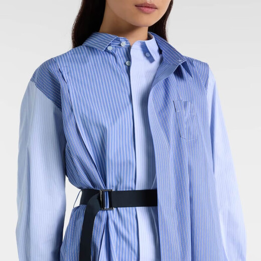 Sacai striped cotton poplin shirt dress P01099134 blue M M