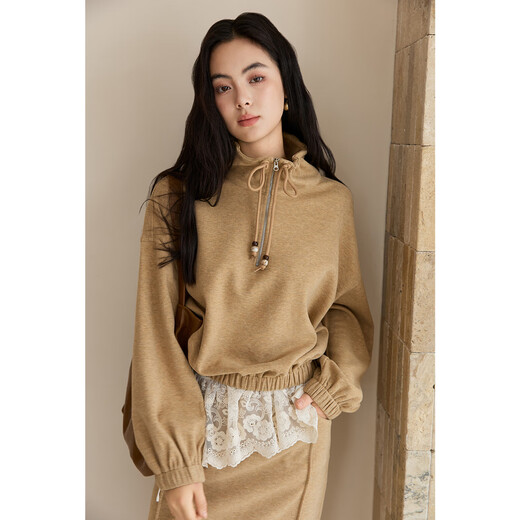 Mystery Show Design Sweatshirt Suit Skirt Women 2025 Autumn and Winter New Women's Korean Style Small Two-piece Set Women Apricot Rice Lace Butt Curtain One Size F