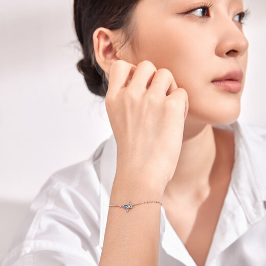 Saturday Fortune PT950 enamel butterfly platinum bracelet B0710964 approximately 1.78g 16+3cm birthday gift