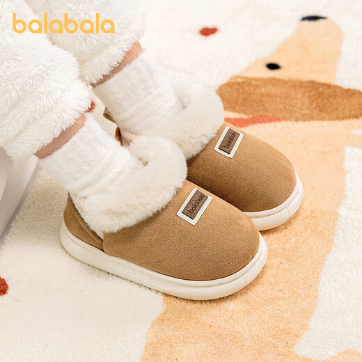 Balabala children's cotton shoes for boys and girls in winter plus velvet to keep warm outdoor winter shoes for children thickened two cotton shoes baby snow boots