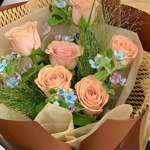 Flowers delivered in the same city, cappuccino rose bouquet, birthday gift, flowers for girlfriend, best friend and boyfriend, flowers delivered by flower shop, past photos丨6 fashionable cappuccino bouquets