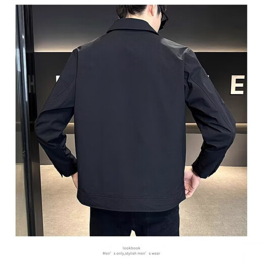Lapel jacket men's light mature style spring and autumn clothes 2026 new trend jacket youth slim jacket men green 4XL recommended 160-175Jin Jin equals 0.5 kg