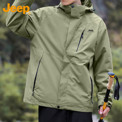 Jeep (JEEP) jacket men's autumn and winter three-in-one assault top jacket polar fleece men's military green XL