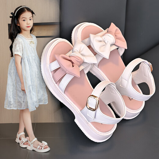 Girls Shoes Children's Princess Sandals 2023 Summer New Summer Style Little Girls Baby Soft Bottom Flat Bottom Student Shoes xd-725 Pink 26