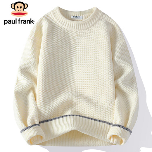 Big mouth monkey (paul frank) sweater men's autumn and winter round neck warm sweater men's bottoming shirt casual top men's off-white XL