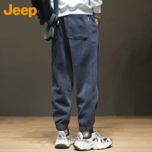 JEEP Casual Pants Men's Autumn and Winter Sweatpants Men's Sports Pants Extra Large Loose Chenille Pants Men's Pants Gray XL