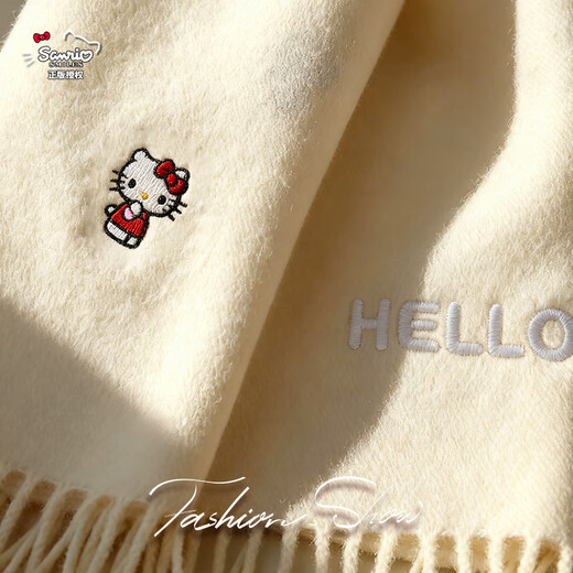 Michaco Hat, Scarf and Gloves Three-piece Set Hellokitty Birthday Gift for Girlfriend Girlfriend Winter Gift Box Hellokitty Scarf Off-White Set One Genuinely Authorized