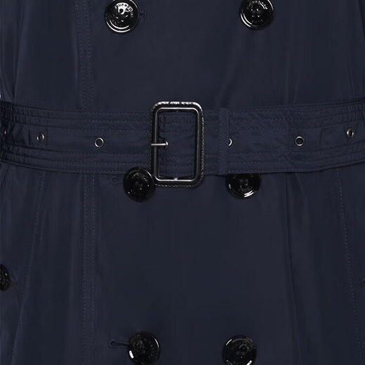 BURBERRY solid color lace-up double-breasted long-sleeved windbreaker men's dark blue S