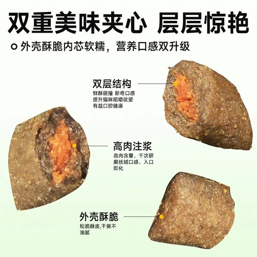 Qiao Xiaojiang Siken cat food puffs new technology fresh meat injection meat velvet package full price grain-free crispy sandwich fattening hair gills (grain + seven kinds of velvet MAX palatability 5kg