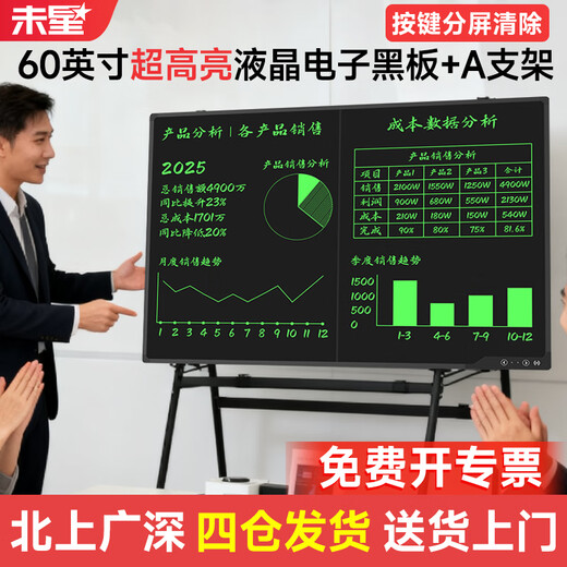 Weixing Pizarra LCD de 80/70/60 pulgadas Tablero de escritura a mano Tablero de dibujo Tablero de escritura Pizarra electrónica Enseñanza en el hogar Oficina de negocios Reunión Pizarra electrónica Tablero de escritura Eliminación con un solo clic Sin polvo 60 pulgadas - Modelo súper brillante Limpieza de pantalla dividida + Soporte tipo A