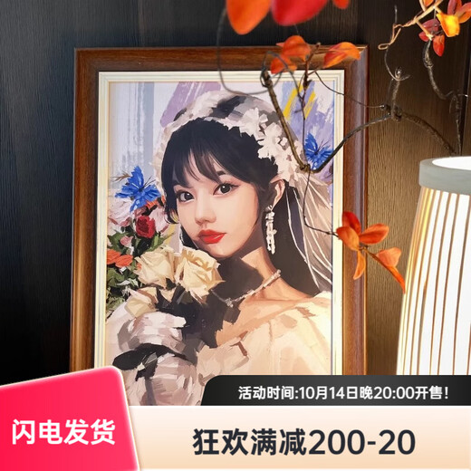 Zhanwei oil painting custom photo characters pure hand-painted handmade real portrait painting landscape pet wedding photo decoration oil painting character portrait wedding dress customization