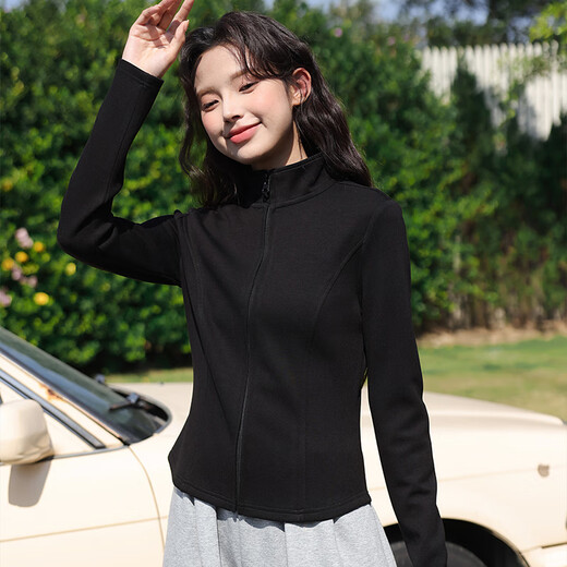 Baleno Air Layer Stand Collar Cardigan Sweater Women's 2025 Spring and Autumn New Temperament Commuting Small Slim Short Jacket