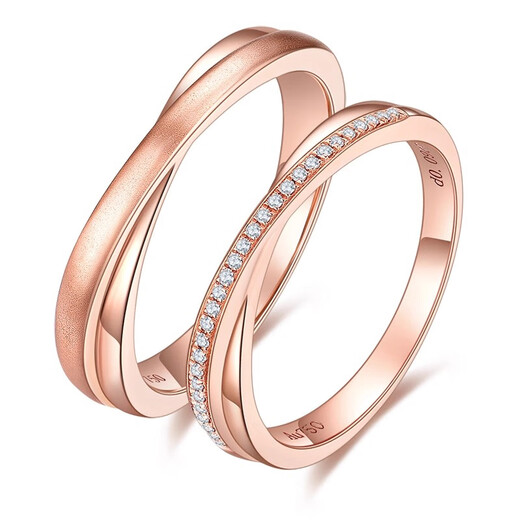 Louis Garni 18K gold diamond couple rings colored gold inlaid with real diamonds for men and women to propose engagement wedding diamond rings row of rings fashion accessories style 2 pairs (please inquire for ring number)