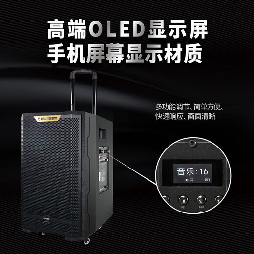 Malata square dance audio high-power shocking bass portable outdoor karaoke trolley speaker professional stage performance equipment karaoke sound card live broadcast internal recording all-in-one machine M+9867A Feitian third generation (12-inch bass) built-in sound card + dual charging microphones gift pack