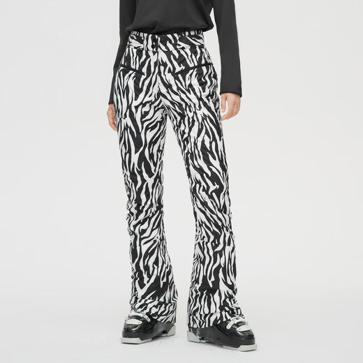 BOSIDENG Fashionable Sports Comfortable Breathable Flexible Skiing Warm Goose Down Pants Women's Down Pants Black and White Zebra Print 9A81 S 160_64A