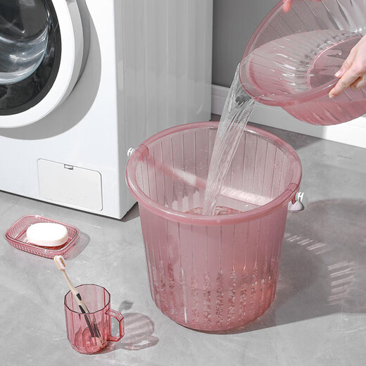 开学宿舍必备加厚塑料透明水桶家用卫生间储水桶学校寝室用洗衣桶 1049随机颜色中号