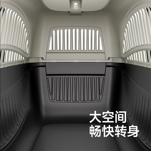 华元宠具（hoopet）猫咪航空箱猫笼子便携外出猫包宠物托运箱车载狗笼手提塑料猫箱子 适用于15斤内猫咪（灰+黑） 出行无忧；送挂碗+隔尿板