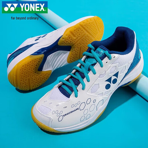YONEX尤尼克斯羽毛球鞋yy入门级训练减震动力垫男女SHB101CR白/蓝 43码