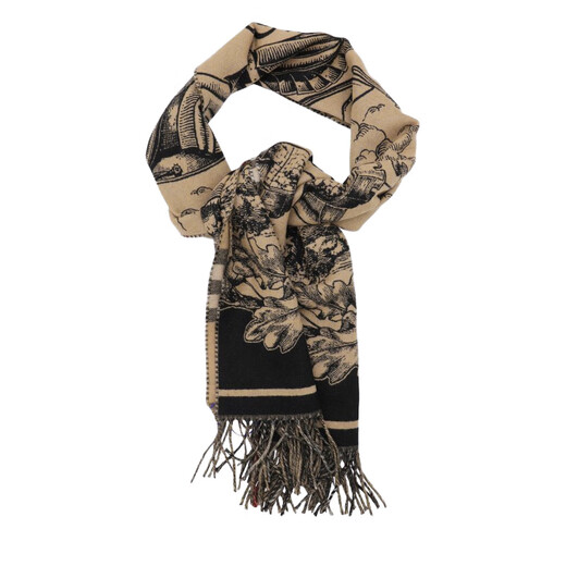 BURBERRY Double Eleven genuine women's scarf with large letters logo print, fashionable and versatile double-sided wool shawl, warm scarf, beige UNI
