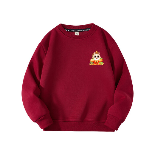 Fruit horse on the chest burgundy parent-child outfit Year of the Horse round neck sweatshirt A family of five or six celebrating the New Year Happy family portrait Spring and Autumn - Wine red - Fruit horse on the chest - Peace and joy 42 11XL Children's size 0 30Jin Jin is equal to about 0.5 kg