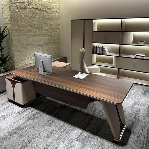 Aesthetic school new Chinese style solid wood desk North American walnut light luxury high-end executive desk modern simple boss desk size customization (contact customer service)