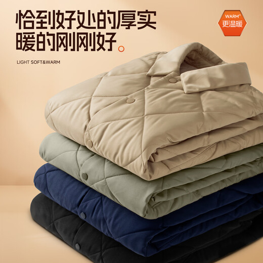 MINISO American quilted diamond pattern jacket men's winter light and warm casual lapel cotton jacket Navy M