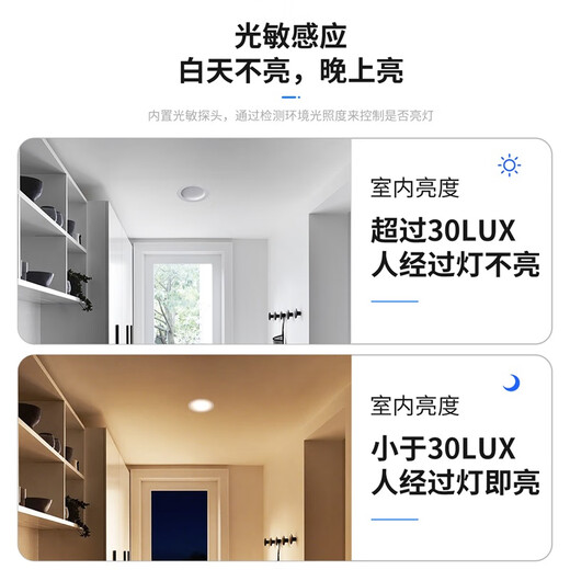 NVC LED downlight embedded radar human body induction home smart corridor aisle ceiling light entrance light 9W white