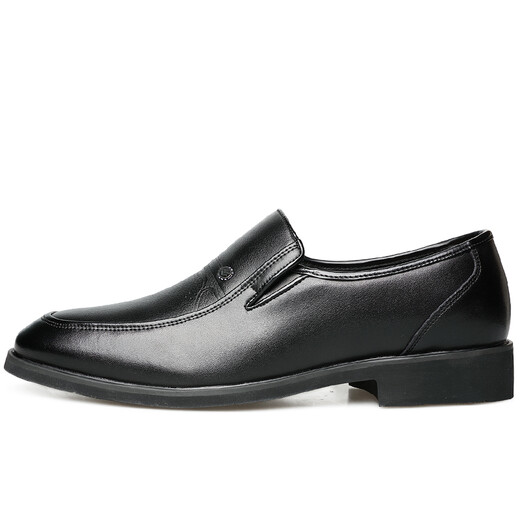 Portures leather shoes for men, slip-on business casual shoes, lightweight formal shoes, wedding shoes for men 1805 black 42
