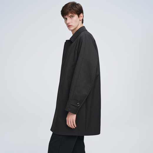 GIOVANNI VALENTINO autumn lapel windbreaker men's mid-length commuter business casual coat black XL