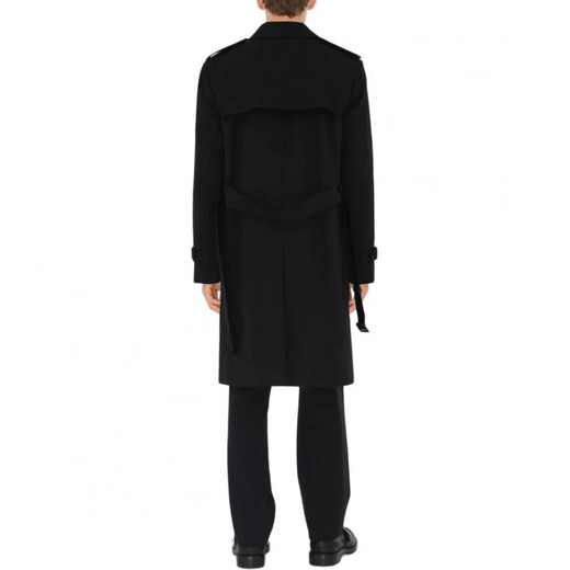 BURBERRY solid color equestrian knight pattern double-breasted mid-length long-sleeved windbreaker men's black black one size 46