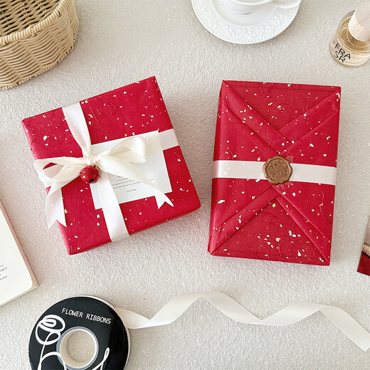 DOROCH red gift wrapping paper with ribbon bell, New Year's Day annual party raffle gift, Christmas New Year gift bouquet