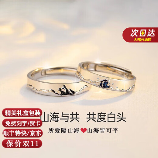 I Do Platinum Ring Couple PT950 Platinum Request for Marriage, Love Ring, Birthday and Valentine's Day Gift for Girlfriend, Local Warehouse for Next Day Delivery - Light Luxury Mountain and Sea