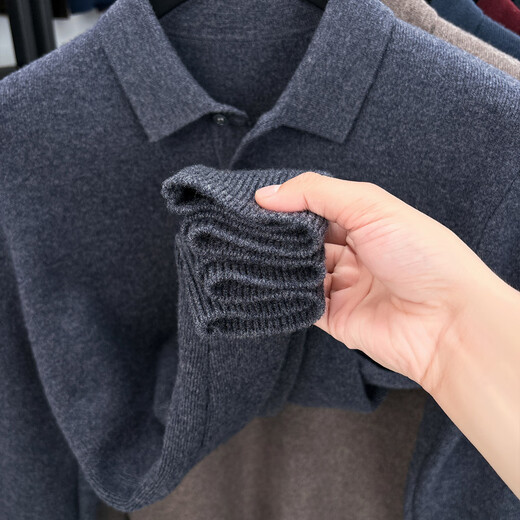 Antonio 600g Heavy Thick Lapel 100% Pure Wool Sweater Men's Autumn and Winter Warm Pullover Bottoming Men's Sweater Fashion Gray Thickened 600g XL (180/96A)